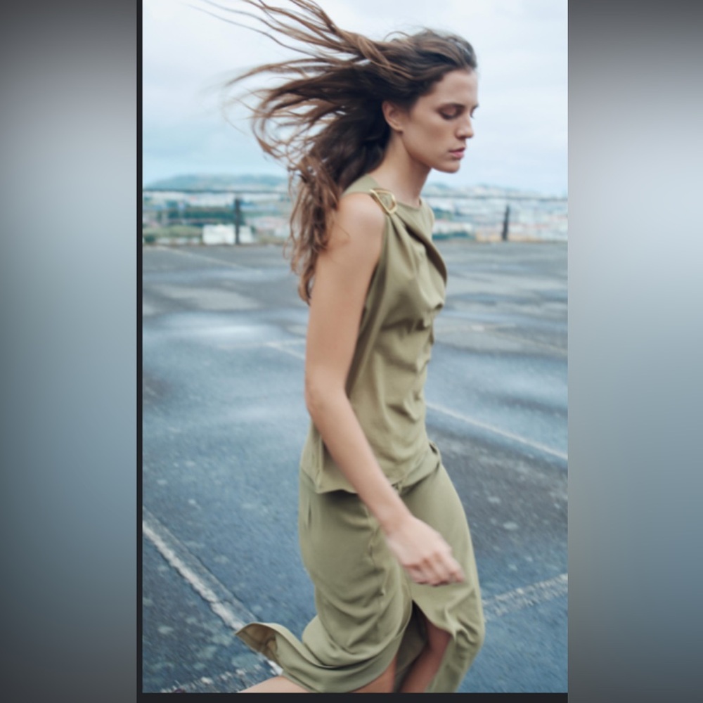 2-pc Zara Flowy buckle top and sarong skirt set